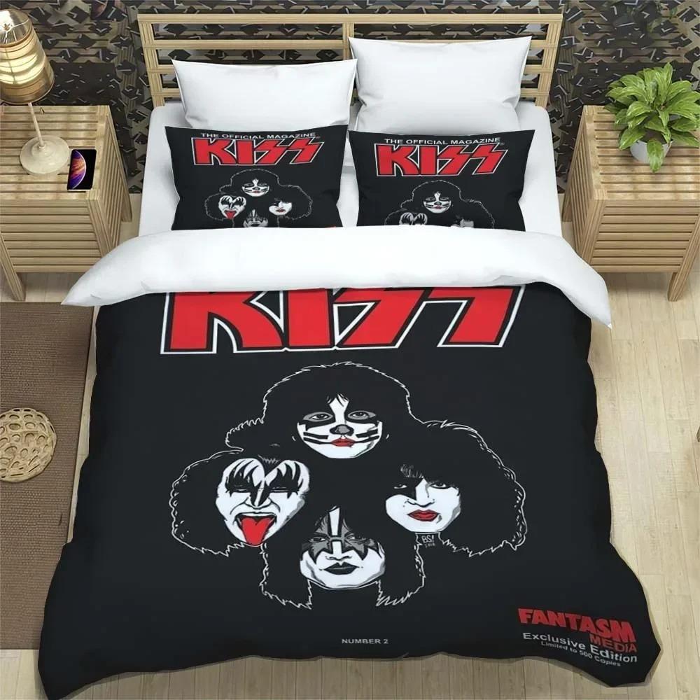 Постельное белье с изображением рок-группы KISS Изысканный комплект постельных принадлежностей Пододеяльник Комплект одеял Постельное белье Подарок на день рождения для девочки