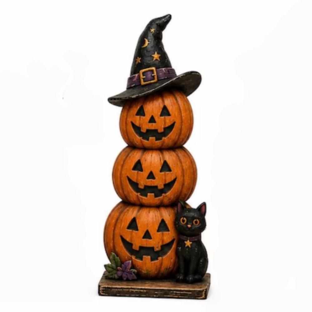 Vintage Halloween Pumpkin Ghost Figurine 2D Flat Halloween Wooden Sign Home Decor