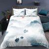 Nature Landscape Duvet Cover King/Queen Size,Chinese Ink Painting Style Bedding Set Mountain River 2/3pcs Polyester Quilt Cover