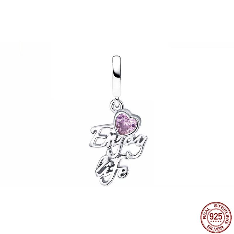 Подходят оригинальные браслеты, подвески, ювелирные изделия, новые S925 стерлингового серебра, сверкающие бусины камеры, семейное дерево, воздушный шар, щенок, кошка, кулон