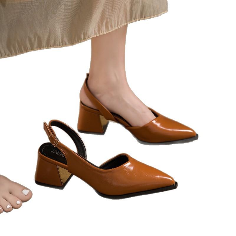 Французские серебристые туфли Мэри Джейн на толстом каблуке, сандалии с закрытым носком, женские новинки весны и лета, вечерние туфли-лодочки с острым носком