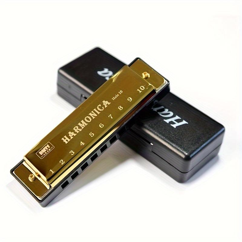 10-Hole Blues Harmonica C Key Professional Diatonic Harmonica for Adults Beginners Rich Sound for Blues Folk Rock Country JXB