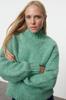 Women's Fashionable Stylish Sweater Mint Wide Fit Soft Textured Basic Knitwear Sweater