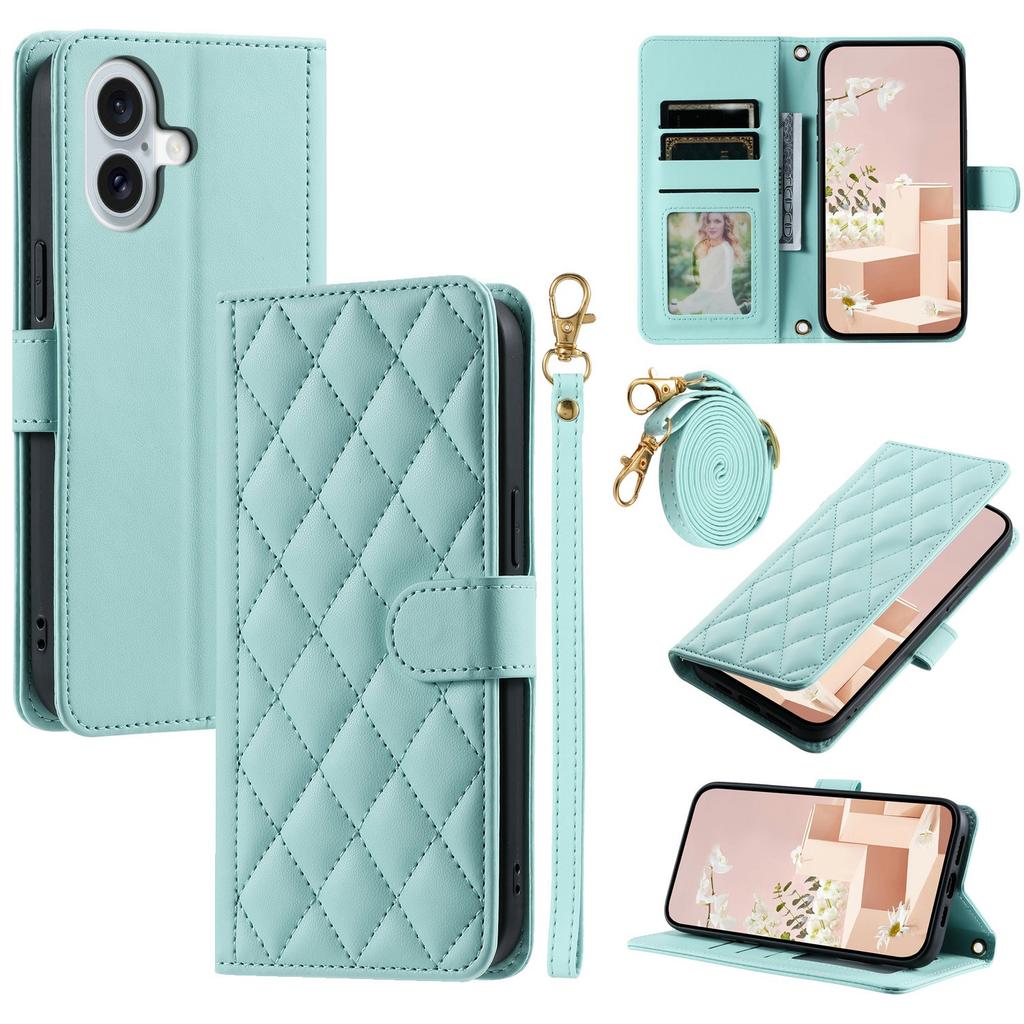 For iPhone 17 Case Wallet Rhombus Grid PU Leather Phone Cover