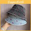 Summer Sun Shade Bucket Hat With Cotton Denim Material And Embroidered Cartoon For Women