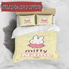 3pcs Duvet Cover Set (1*Duvet Cover + 2*Pillowcase, Without Core), Custom Name Miffy Pattern Bedding Set, Home Bedroom Decor Gift