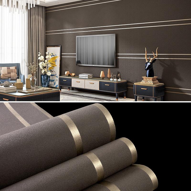 Бархатное настенное покрытие из оленьей кожи Современный простой полосатый узор Фон для ТВ в гостиной Домашний декор Нетканый материал Несамоклеящийся