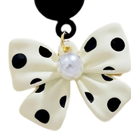 1 Pair Cute Elegant Women Earrings Faux Pearl Bow Knot Drop