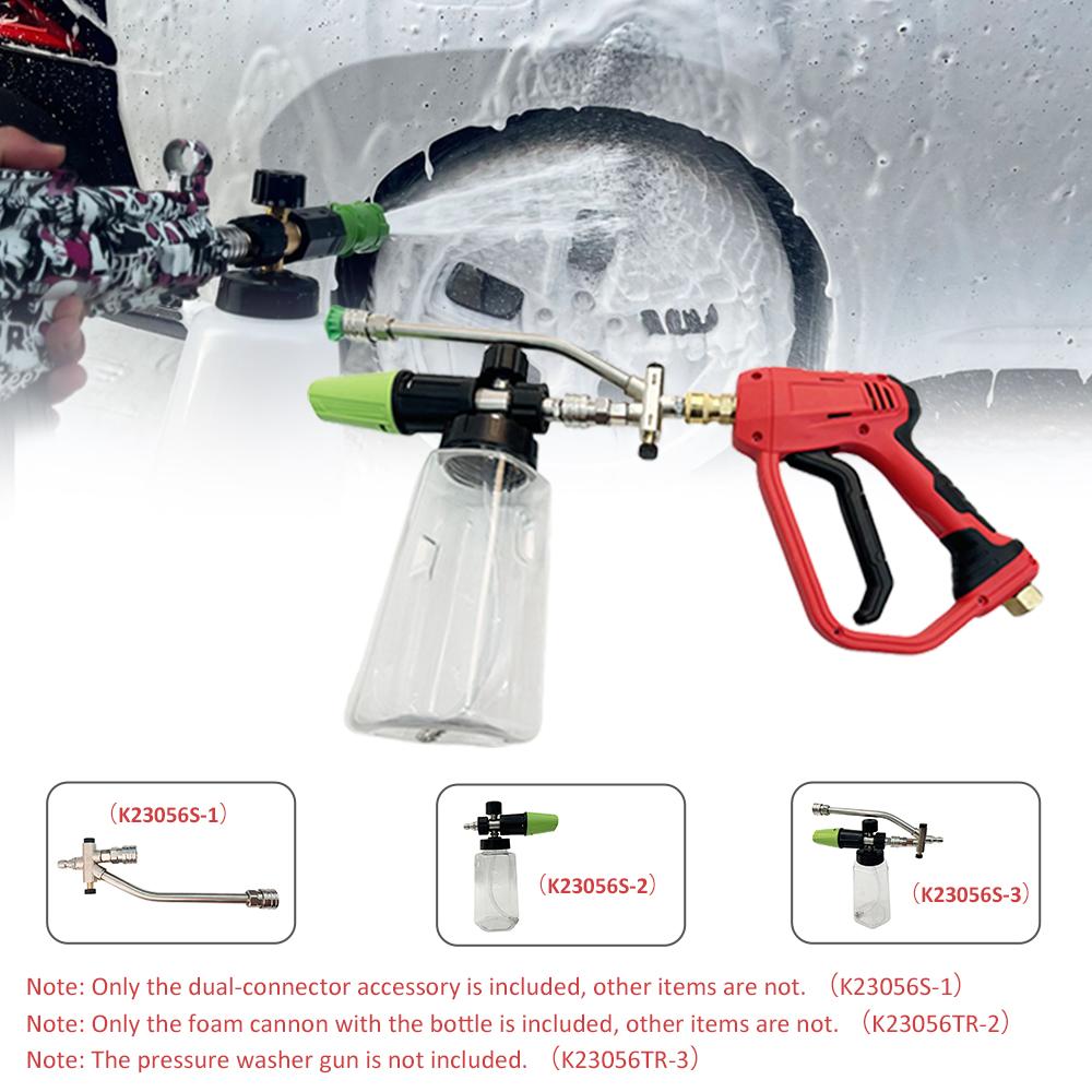 Foam Cannon for Pressure Washer with Dual-Connector Tool, Car Foam   with 1/4'' Quick Connect 1L Transparent Bottle