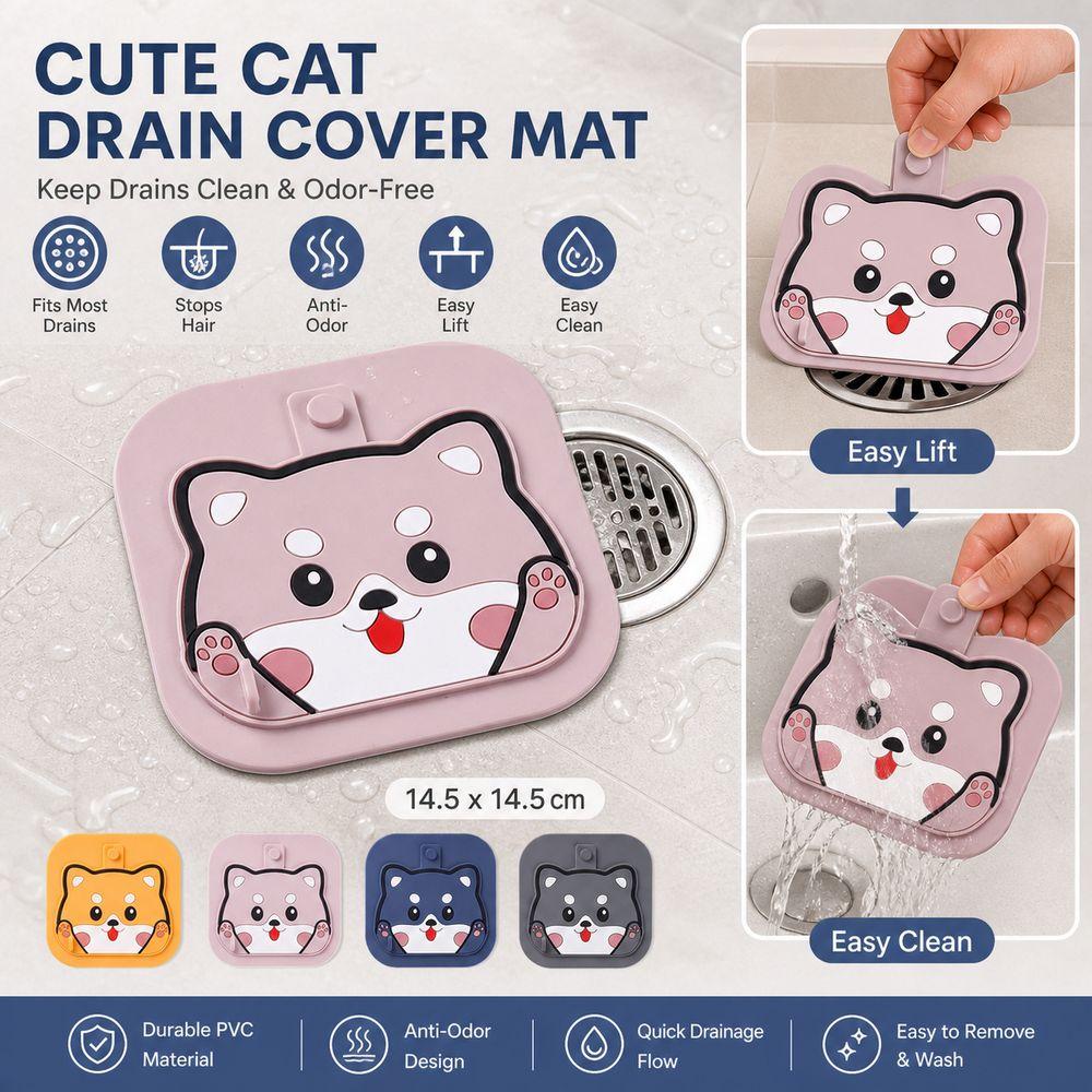 2in1 Sewer Pipe Cover Insect-proof Sink Drain Plug Deodorant Mat for Bathroom Hair Collection