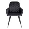 Chaise de salle à manger à accoudoirs en cuir synthétique noir avec pieds noirs