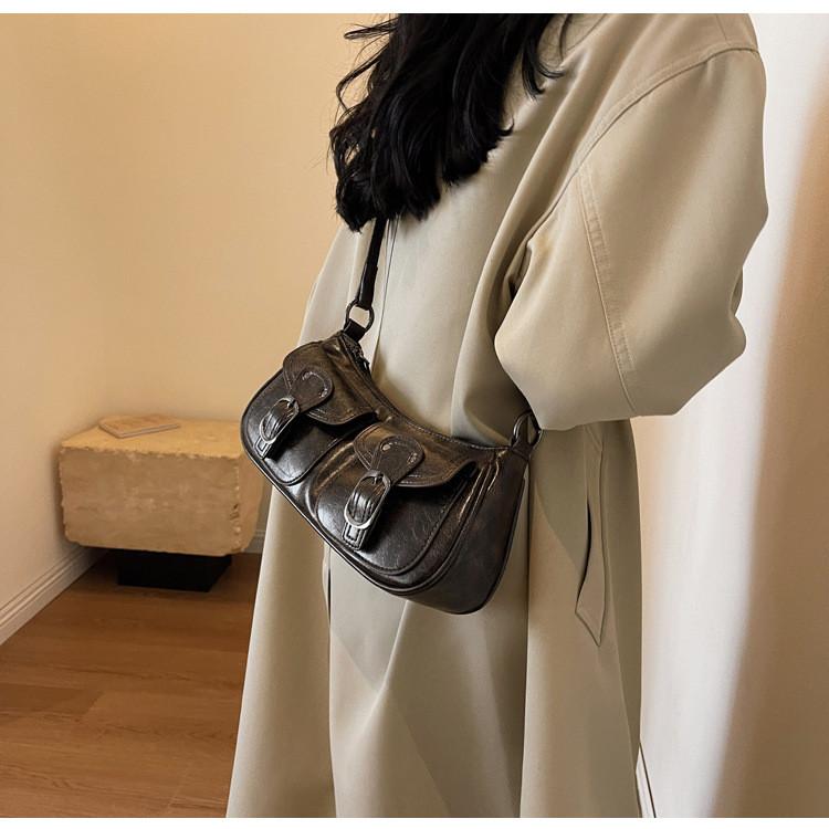 Ielgy Retro Commuter Underarm Bag Fashionable All-Match Shoulder Bag Niche High-End Handbag