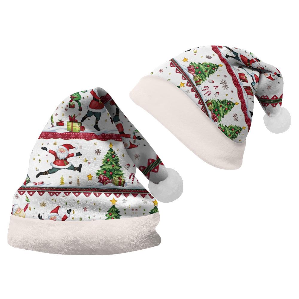 Двусторонняя флисовая рождественская шапка 2024 года с бархатом для детей и взрослых
