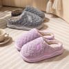 Unisex Spring Solid Color Cotton Slippers Women Winter Home Soft Bottom Indoor Warm Grid Plush Slippers for Couple 36-45