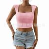 Women's New Solid Color Square Neck Tight Crop Short Vest Top