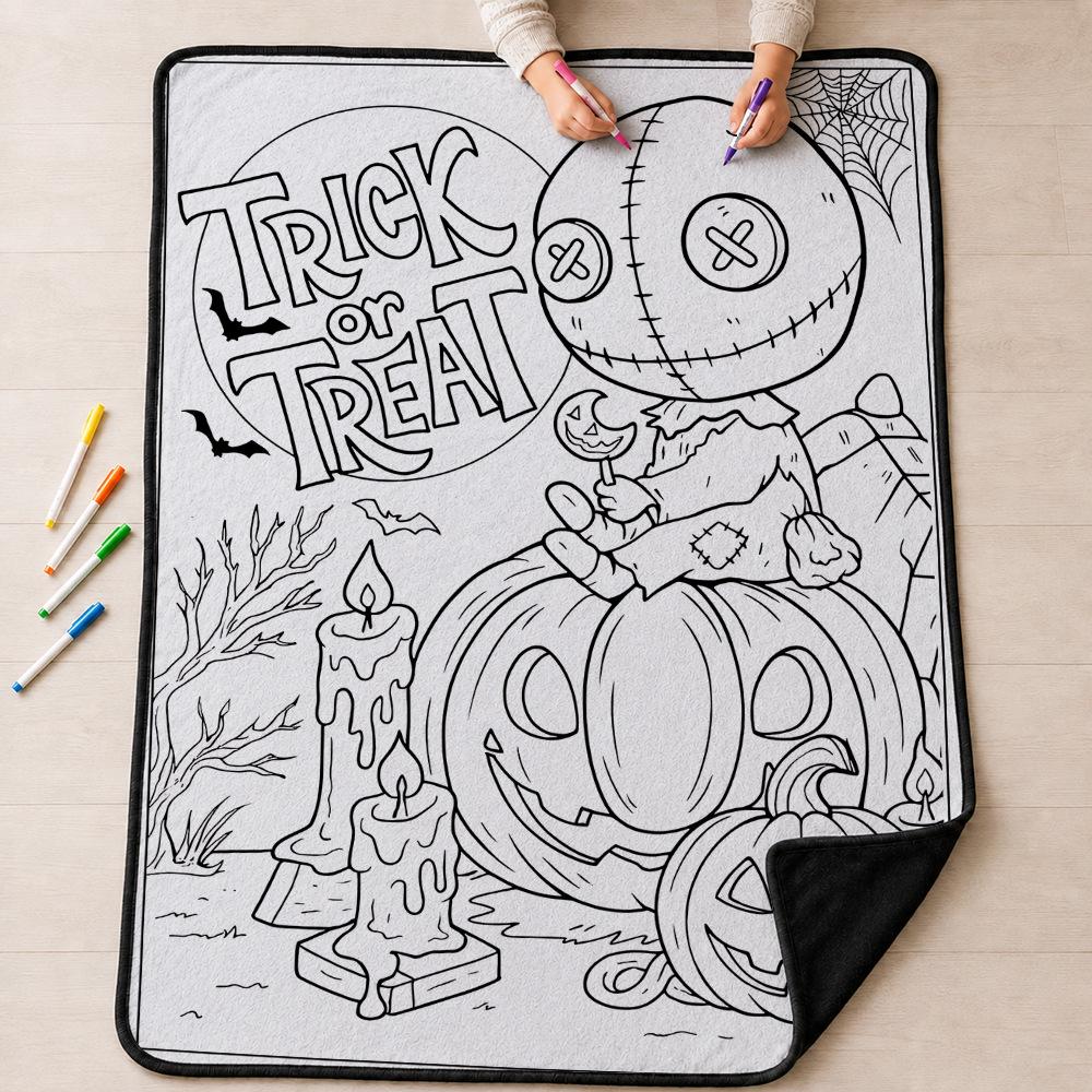 Halloween DIY Coloring Blanket for Kids - Parent-Child Activity Doodle Blanket