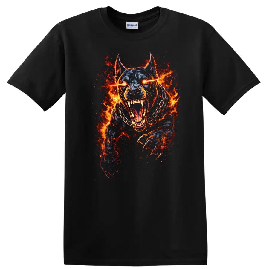 Fierce Dog T Shirt Graphic Tee with Fiery Claws and Eyes for Animal Lovers