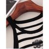 C's Narrow Shoulder Halterneck Stripes Vest Export Accessible Luxury High Elastic Silm Slimming Knitted Sling Tops Women