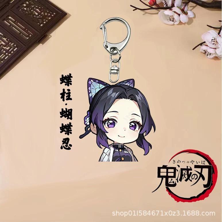 Keychain Pendant Anime Demon Slayer Kimetsu No Yaiba Kamado Tanjirou Double Sided HD Bag Pendant Gift For Fans Cosplay Props Jewelry Gift