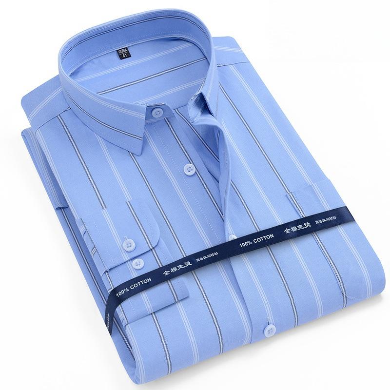 Новые рубашки из 100% чистого хлопка Оксфорд Мужская однотонная рубашка с длинным рукавом Стандартный крой Мужская с карманом Повседневная Осенняя Мужская рубашка 7XL 8XL