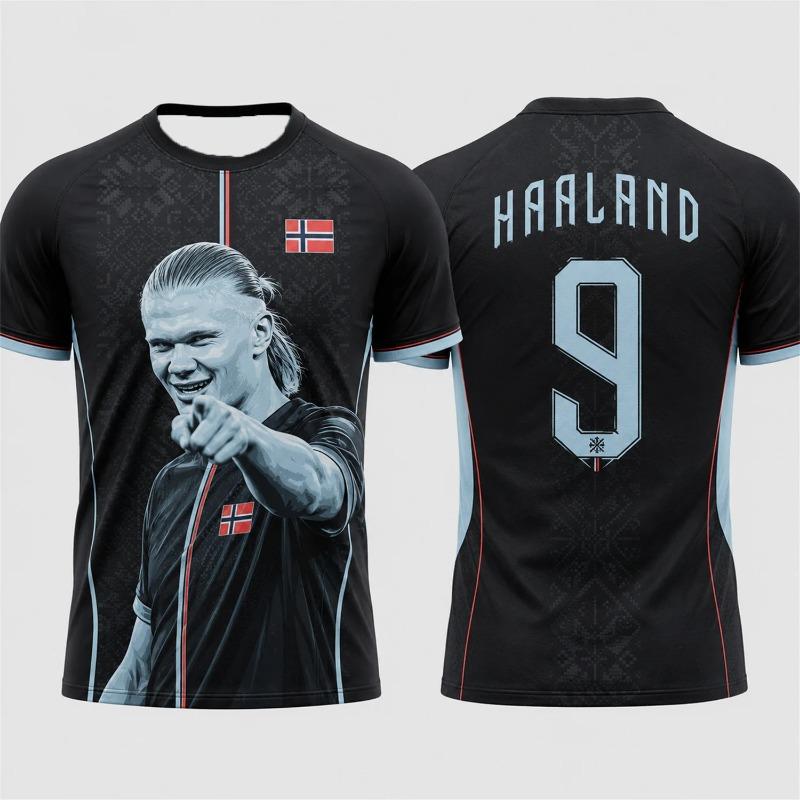 Kids 2026 Haaland Commemorative Football Jersey Athletic Soccer Short Sleeved T-shirts