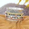 Meditation Three Tone Spinner Band Ring 925 Sterling Silver Handmade Jewelry