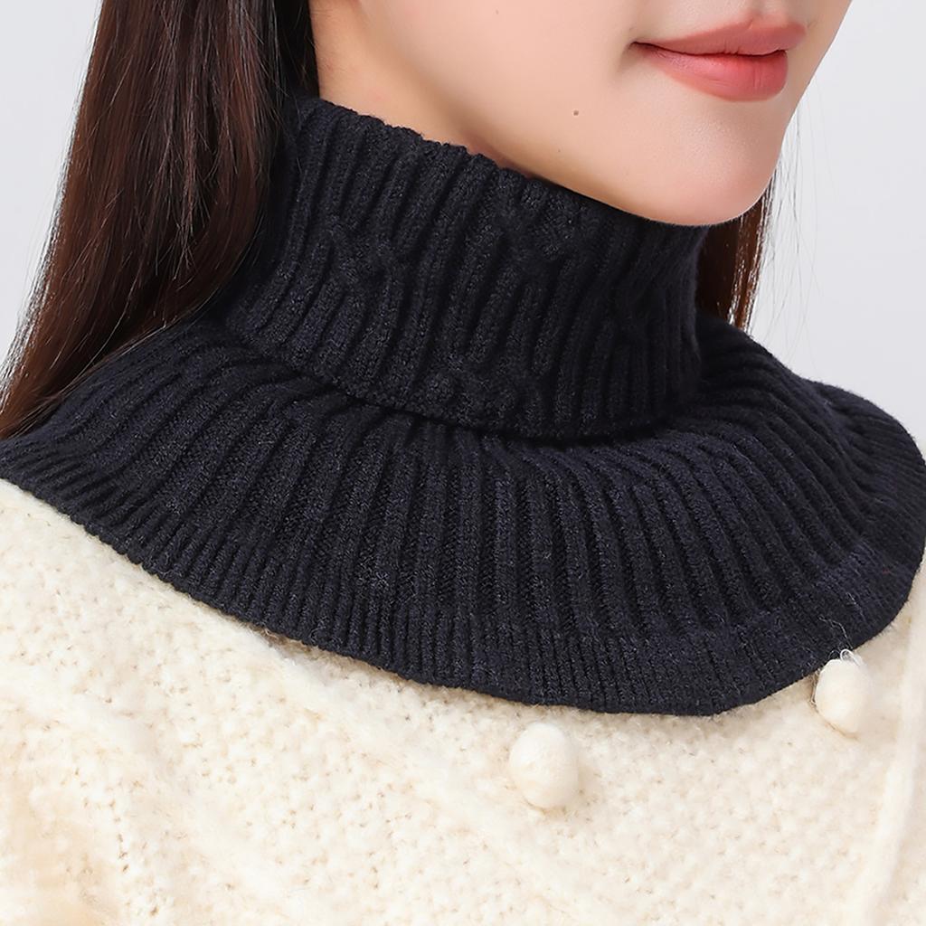 Winter Windproof Knitted Fake Collar Scarf With Wooden Ear Women Turtleneck Warm Knitted False Fake Collar Detachable Scarf