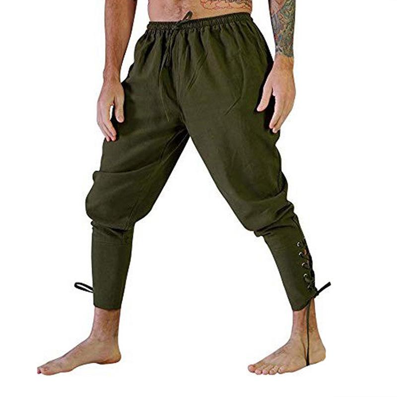 Medieval Viking Pirate Lace Up Pants Unisex Renaissance Trousers Brown Black Plus Size Halloween Costume