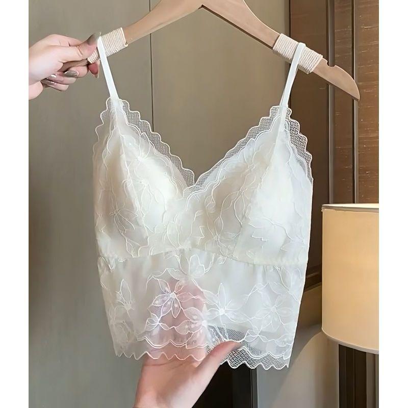 Lace Sling Bras Long Underwear With Pad Women Inner Vest Summer One Piece Bras Workout Street Wear Tank Tops Fashion Lady Sexy Tops