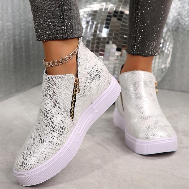 Модная осенняя новинка, туфли-балетки на платформе с круглым носком и боковой молнией, нескользящие, износостойкие, с внутренней танкеткой, одинарные