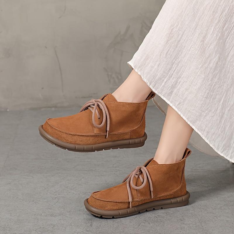 Женские короткие ботинки из кожи, Мягкая подошва, Мягкая поверхность, Супер удобные, Большая подошва, Широкая стопа, Тонкие, Модные, Универсальные повседневные короткие ботинки, Ботинки Мартинс