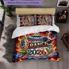 France Football Pattern 3 Pieces Bedding Set Soft Microfiber Duvet Cover with Pillow Cases for Bedroom