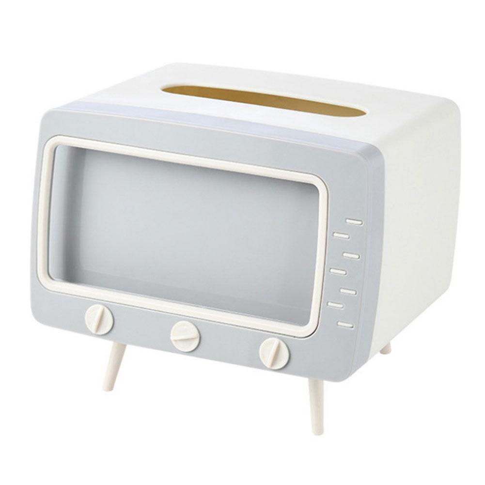 Коробка для салфеток в стиле ретро-телевизора Kawaii с подставкой для мобильного телефона, многофункциональный держатель для домашнего декора гостиной и офиса