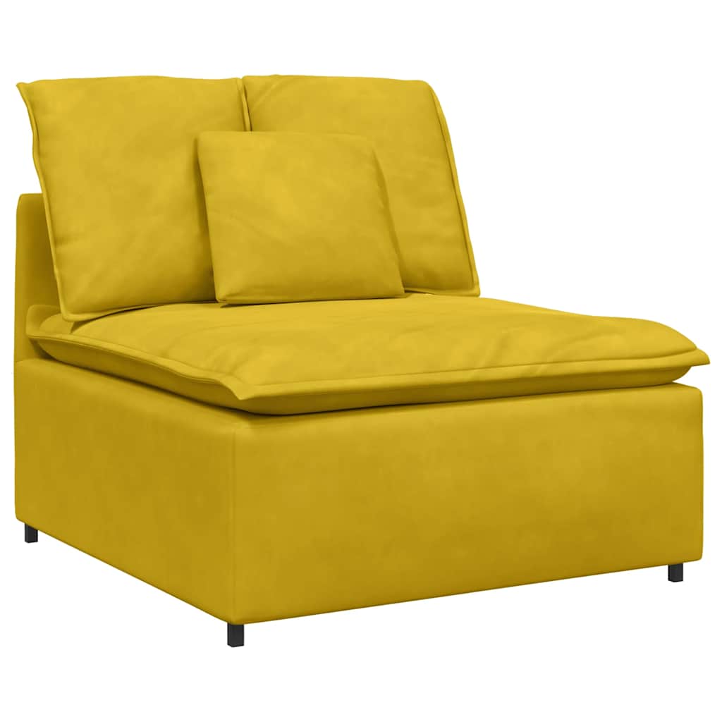 Modular Sofa Center Module with Cushions Yellow 100 cm