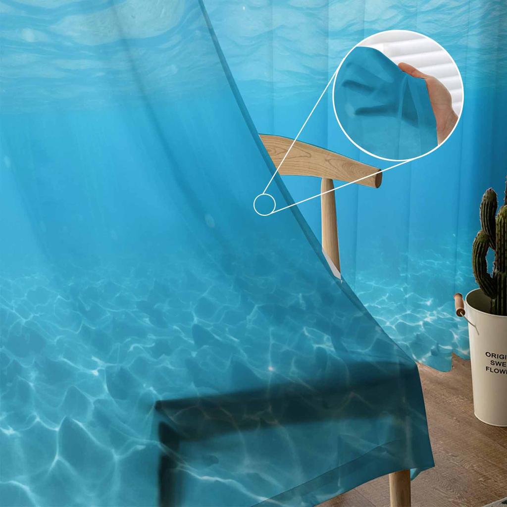 Ocean Summer Wallpaper Sunshine Tulle Window Curtains for Bedroom Luxury Home Decor Drapes In Living Room Chiffon Panels