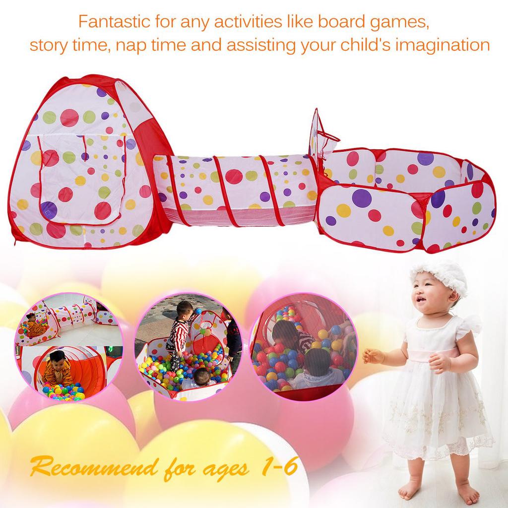 Ball Pool Pool-tube-teepee 3pc Play Tent Children Kids Play House