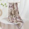 Elegant Curved Edge Floral Silk Scarf & Sun Protection Shawl