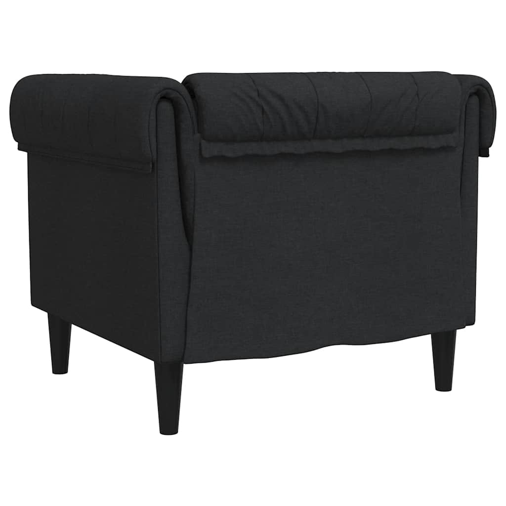 Chesterfield Armchair Black Fabric