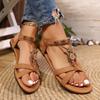 New Bohemian Beaded Sandals Women's Summer Flat Bottom Elastic Fashion Foot Cover Large Size Sandals