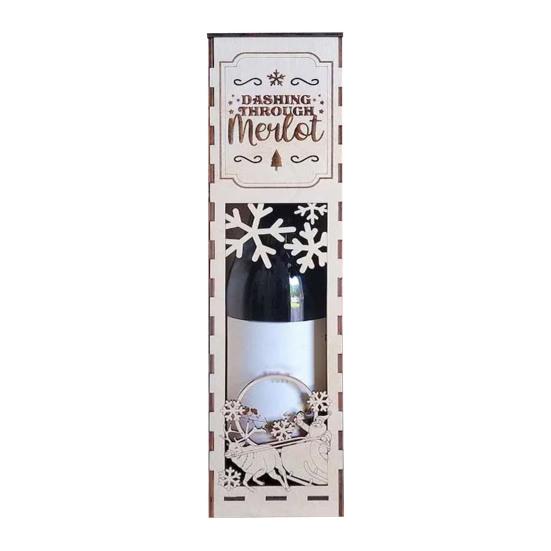 1/3 шт. Рождественская деревянная винная коробка Легкая сборка Лазерная резка Снежинки Праздничный дизайн Подарочная коробка для вина Праздничное украшение