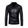 Мужская кожаная куртка, новая осенняя кожаная куртка, мужская куртка из искусственной кожи с воротником-стойкой в корейском стиле, мужская куртка