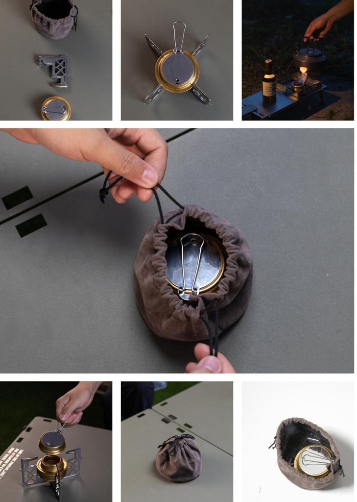 CAMPING MOON AS-1 Спиртовая горелка с сумкой для хранения, Подставка из нержавеющей стали, Крестообразная подставка, Компактная спиртовая горелка