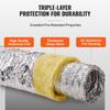 Dryer Vent Hose, 127MM Insulated Flexible Duct 7.62M Long with 2 Duct Clamps, Heavy-Duty Three Layer Protection for HVAC Heating Cooling Ventilation