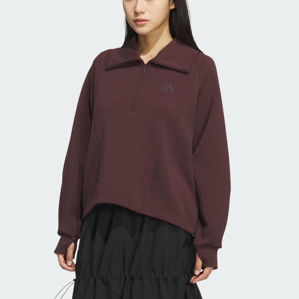 Adidas Soft Lux Loose Fit Sports Pullover Solid Color Long Sleeve Sweatshirt Women Sweatshirt KF2546