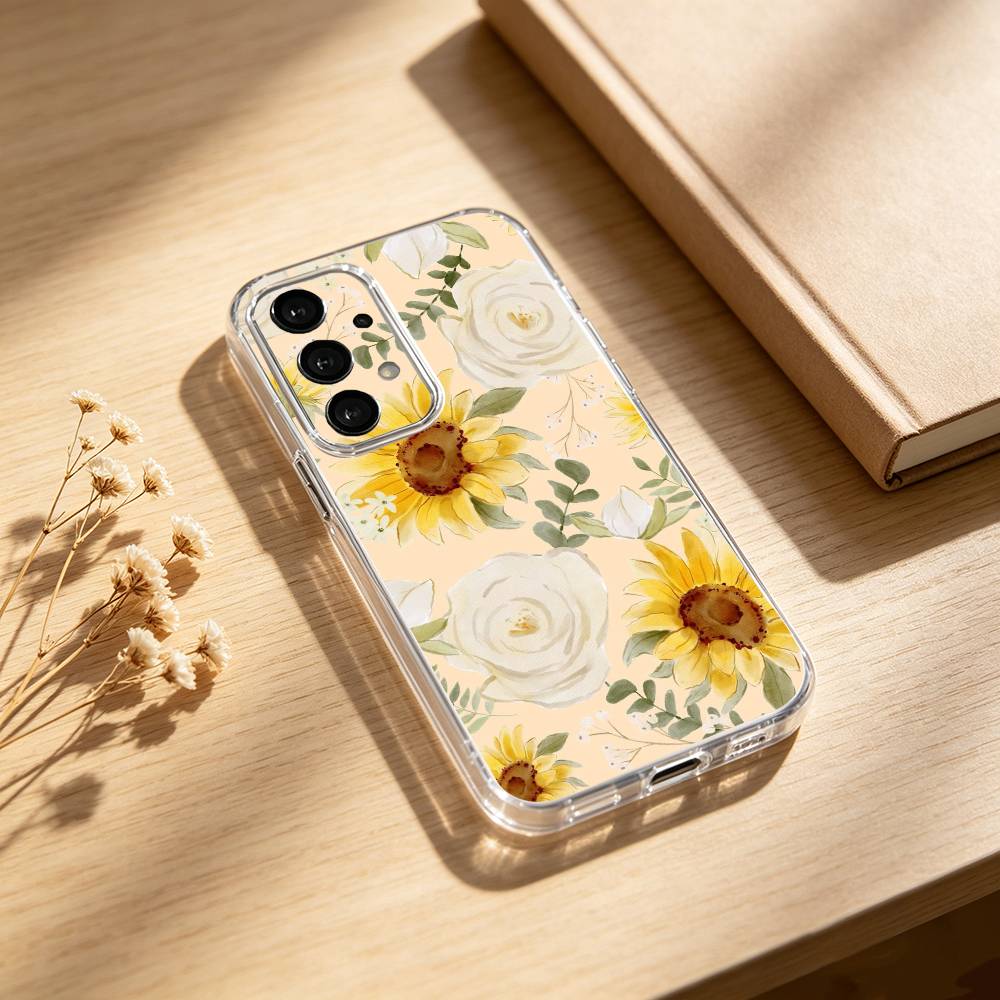 Sunflower blossoms phone Case For Samsung S25,24,21,22,23,30,Ultra,20,Plus,Fe,Lite,Note Transparent Cover