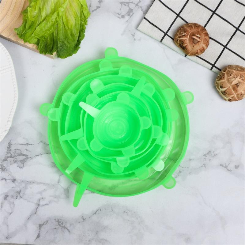 6 Pcs Kitchen Gadgets Kitchen Accessories Reusable Silicon Stretch Lids Universal Lid Silicone Food Wrap Bowl Lid Kitchen Tools