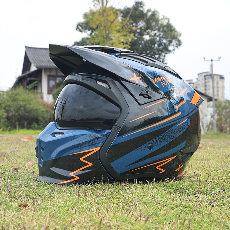 Мотоциклетный шлем мужской и женский ретро уличный буллер combination full helmet, летний съемный мотоциклетный тянущийся защитный шлем