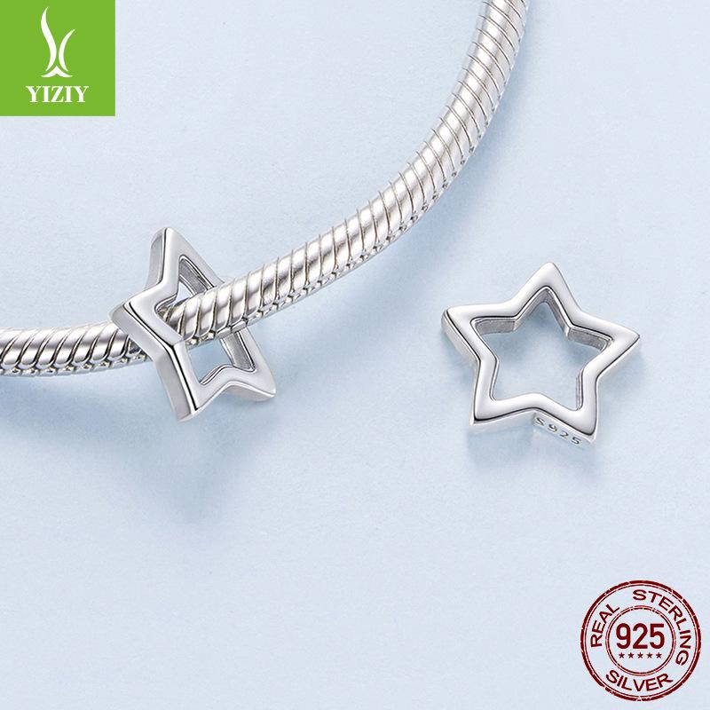 S925 Sterling Silver Star Beaded Loose Beads, Simple And Classic Five-Pointed Star Versatile Jewelry Accessories