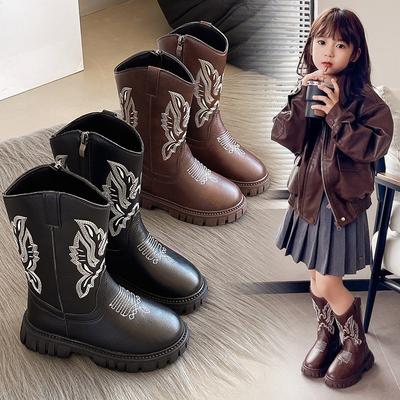 Осенние новые винтажные вышитые сапоги средней высоты