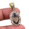 Natural Smoky Quartz 925 Solid Sterling Silver TwoTone Gift Pendant 1.50" g5R29